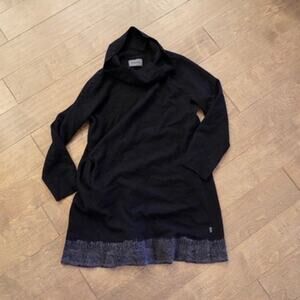 Oska Long Sleeve Cowl Neck Sweater Dress Black Womens Size 1 6/8